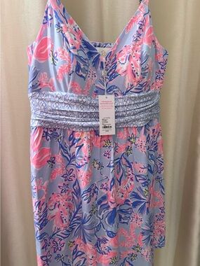 Lilly Pulitzer Pink & Blue Floral Spaghetti-Strap Dress